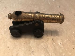 Vintage Brass Cast Iron Mini Cannon Fort Frederica Monument Paperweight 3