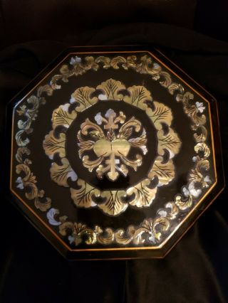 Exquisite Japanese Antique Black Lacquer Box Eggshell Inlay