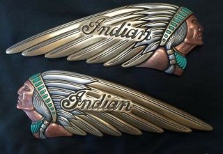 Extremely Rare Zambini Bros Indian Motorcycle Tank Emblems 4 Color