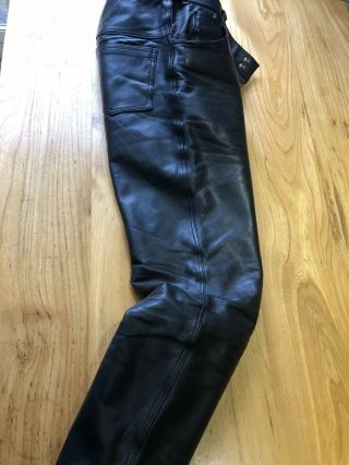 Vintage Lewis Leathers 1970 ' s Black Leather Motorcycle Pants Trousers Rare 36 