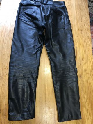 Vintage Lewis Leathers 1970 ' s Black Leather Motorcycle Pants Trousers Rare 36 
