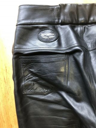 Vintage Lewis Leathers 1970 ' s Black Leather Motorcycle Pants Trousers Rare 36 