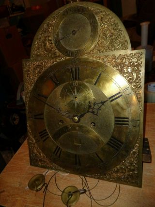 Antique - Brass Dial - Grandfather Clock - Movement - Ca.  1770 " John Nevil - Norwich " T593