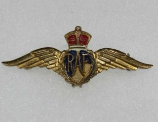 Ww2 British Great Britain Uk Raf Royal Air Force 1 3/4 " Pilots Wing Pin F108