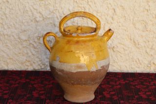 Antique yellow glazed French pottery Water Jug - Pitcher Provence - 19 Th C 2