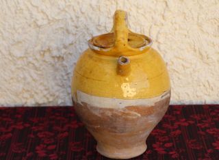 Antique yellow glazed French pottery Water Jug - Pitcher Provence - 19 Th C 3