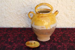 Antique yellow glazed French pottery Water Jug - Pitcher Provence - 19 Th C 5