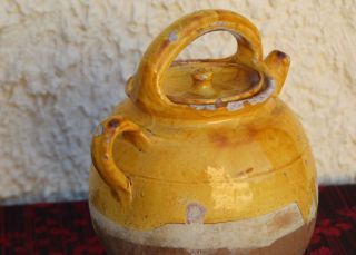Antique yellow glazed French pottery Water Jug - Pitcher Provence - 19 Th C 8