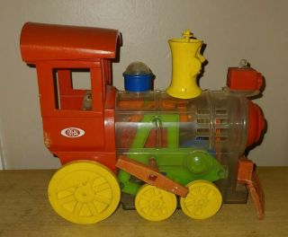 Ideal Vintage 1974 Plastic Toy Train Thinkand Learn Toot Loo Wind Up Whistle