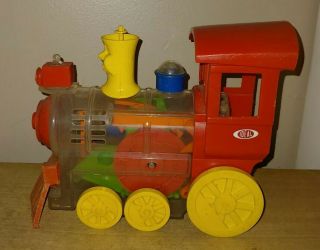 IDEAL Vintage 1974 plastic toy train thinkand learn toot loo wind up whistle 3