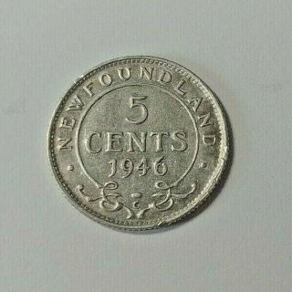 1946c Newfoundland 5 Cents Coin Xf Rare