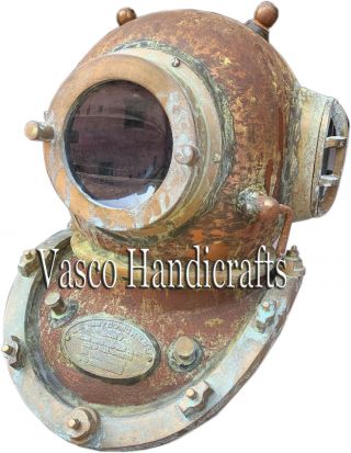 Helmet Brass Divers Scuba Diving Copper Antique Navy Mark V 12 Bolt Boston