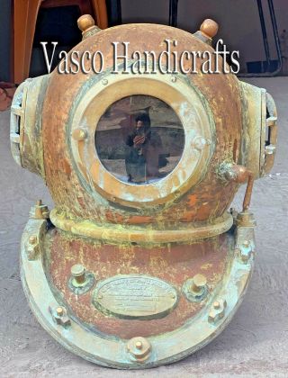Helmet Brass Divers Scuba Diving Copper Antique Navy Mark V 12 Bolt Boston 2