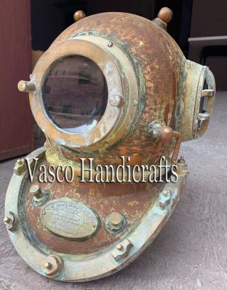 Helmet Brass Divers Scuba Diving Copper Antique Navy Mark V 12 Bolt Boston 3