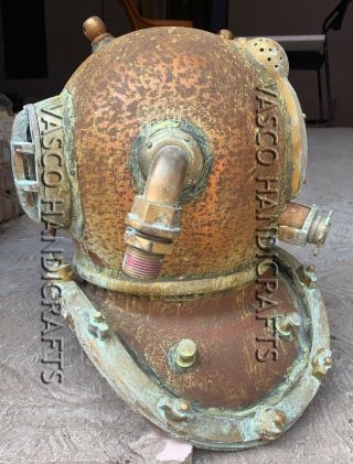 Helmet Brass Divers Scuba Diving Copper Antique Navy Mark V 12 Bolt Boston 8