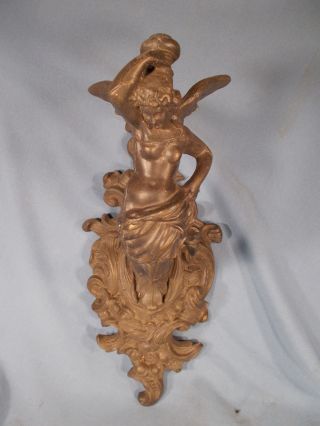 Vintage Victorian Style Electric Figural Angel Sconce Patina