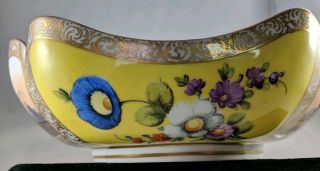 Meissen Porcelain Floral Fruit Bowl Sea Fishing Scene German Yellow Gold Antique 6