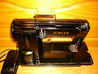 VINTAGE SINGER SEWING MACHINE MODEL 301A,  SERVICED 6