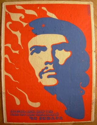 83x62 Rare Soviet Silkscreen Poster Che Guevara Lyashchuk Ussr Politic