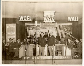 Chicago Ww2 War Bond Drive Photo Us Army Band Autographed By Musicians Wgn Radio