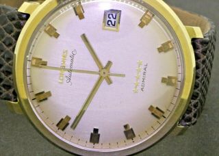 Longines Admiral 5 - Star vintage elegant 18K gold automatic men ' s watch w/ date 2