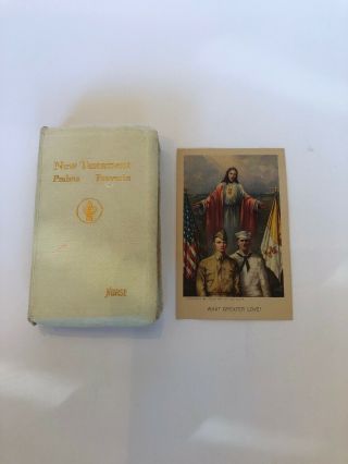 World War 2 Era Gideons Nurse Bible And Prayer Card Unusual