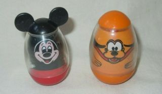 1970s Hasbro Disney Weebles Mickey Mouse And Pluto Vintage