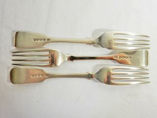 Set of 3 Three Antique Victorian 1866 Sterling Solid Silver Dinner Forks Fiddle 5