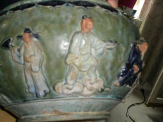 GOOD RARE LARGE QING CHINESE SHIWAN POTTERY FIGURAL BOWL JARDINIERE PLANTER 2
