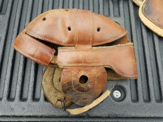 Early Thos F Wilson Co Leather Football Dog Ear Helmet & Goldsmith Shoulder Pads 4