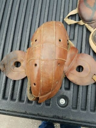 Early Thos F Wilson Co Leather Football Dog Ear Helmet & Goldsmith Shoulder Pads 5