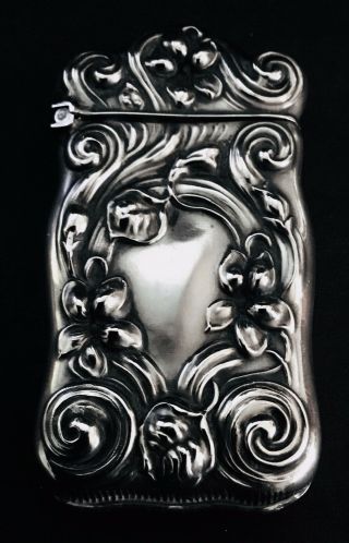 Antique Sterling Silver High Relief Repousse Match Safe Vesta Case (1704).