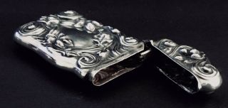 Antique Sterling Silver High Relief Repousse Match Safe Vesta Case (1704). 5