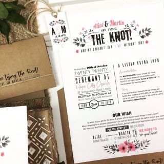 Vintage Wedding Invitations Rustic Flowers Personalised Day Or Evening Invites