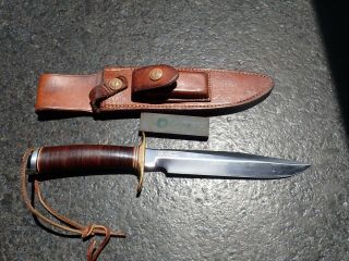 Randall 1 - 7 " Blade 1960 Leather Handle Rough Back Sheath Vintage Randall Knife