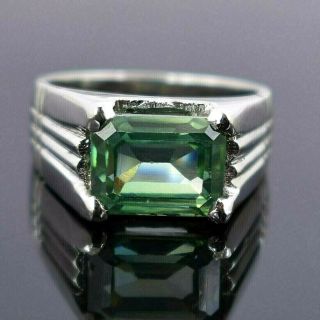 6.  40 Ct Certified,  Emerald Shape Blue Diamond Solitaire Ring,  Manly Design.  Rare
