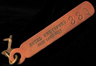 Antique Rare Historic Hotel Knutsford Salt Lake City Utah Leather Room Key Fob