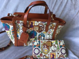 Disney Dooney & Bourke Beauty And The Beast Rare Set Tote Plus Wallet Euc