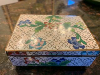 Vintage Cloisonne Trinket Box Hinged Jewelry Ring Trunk Signed Old China Nr