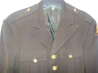 Vintage WWII 1945 US Army Brown Wool Officers Uniform Jacket 1 Patch 4