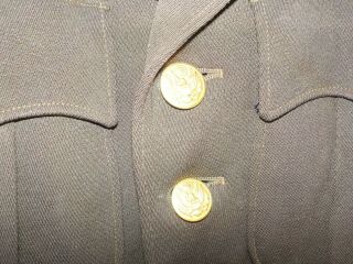 Vintage WWII 1945 US Army Brown Wool Officers Uniform Jacket 1 Patch 8