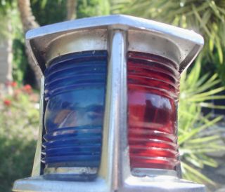 Vintage Chrome Boat Bow Light,  Red And Blue Lens,  1950 