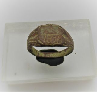Lovely Post Medieval Bronze Signet Ring With 