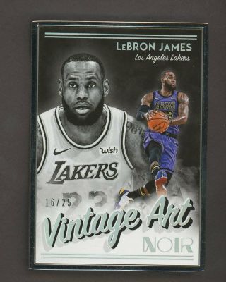 2018 - 19 Panini Noir Vintage Art Framed Lebron James Lakers 16/25