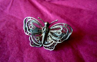 Imper.  Russian 84 Silver Brooch Filigree Butterfly Romanov Dynasty Period 1917
