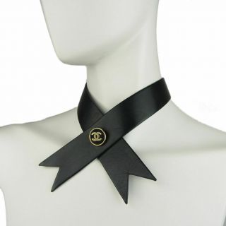 Auth Chanel Rare Vintage Cc Coco Leather Cross Over Continental Bow Tie 5385
