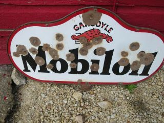 Vintage Mobil Oil Gargoyle Porceline Sign In Frame No Stand 20 X 36 "