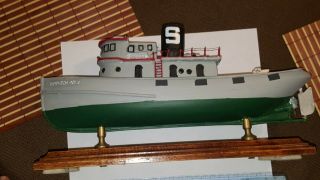 Despatch 9 Tug Boat Wooden Model On Stand Look