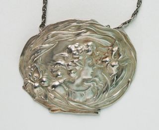 Vintage Sterling Silver Art Nouveau Pendant,  Approx.  17 Grams Total Weight
