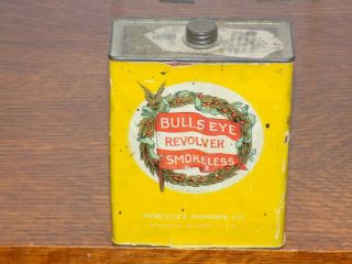 Bulls Eye Revolver Smokeless Paper Label Gun Powder Cannister